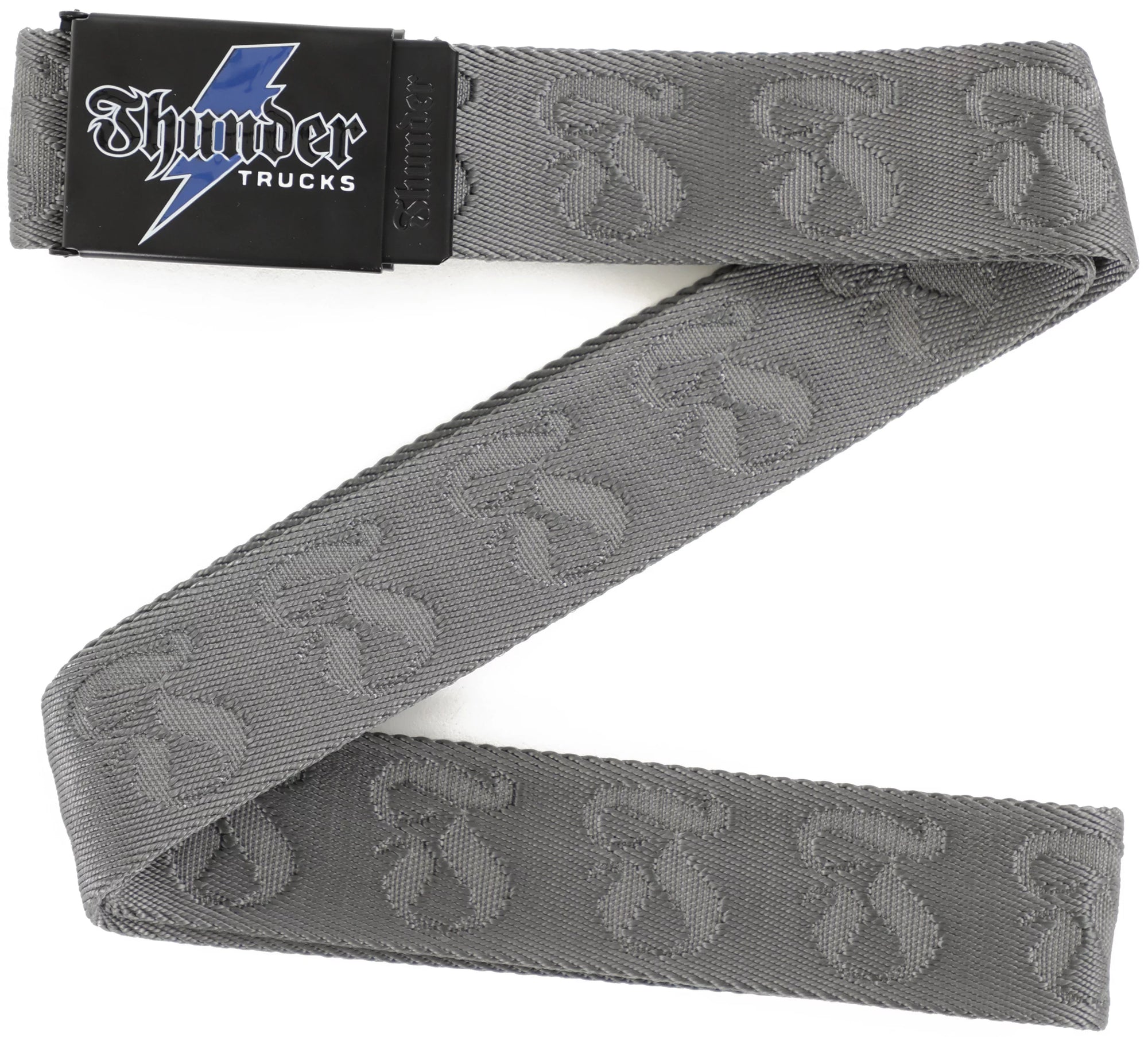Thunder Bolt Script Jacquard Web Belt - (Grey/Black/Blue)